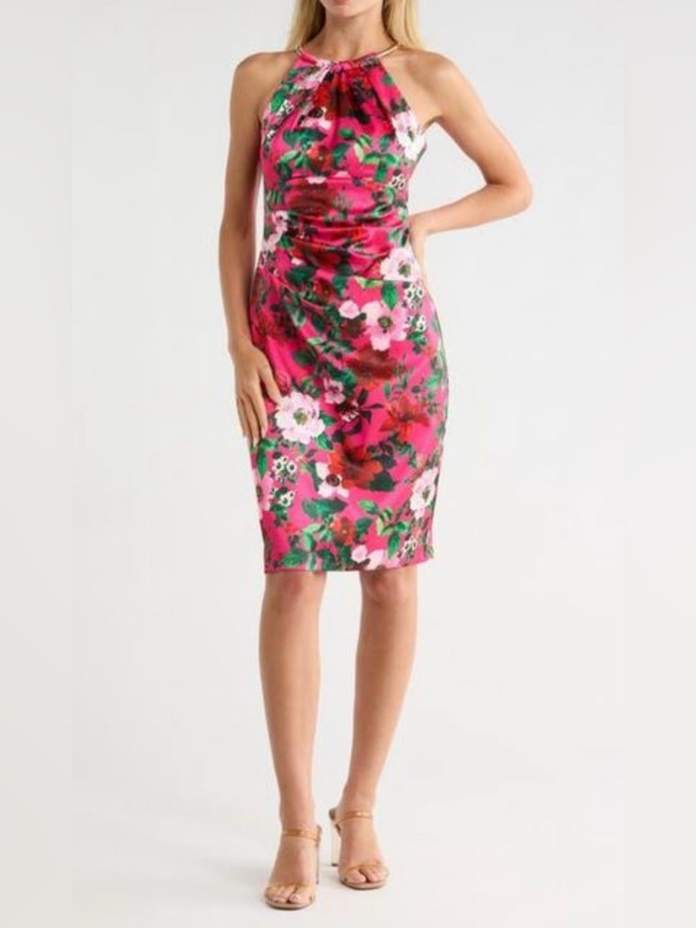 Eliza J Hot Pink Floral Pencil Skirt NWT size 8